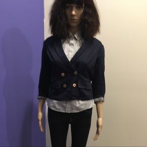 Navy sailor blazer cropped with anchor detail